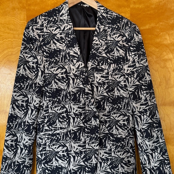 Topman Mens Black and White Bamboo Pattern Blazer - Picture 1 of 5